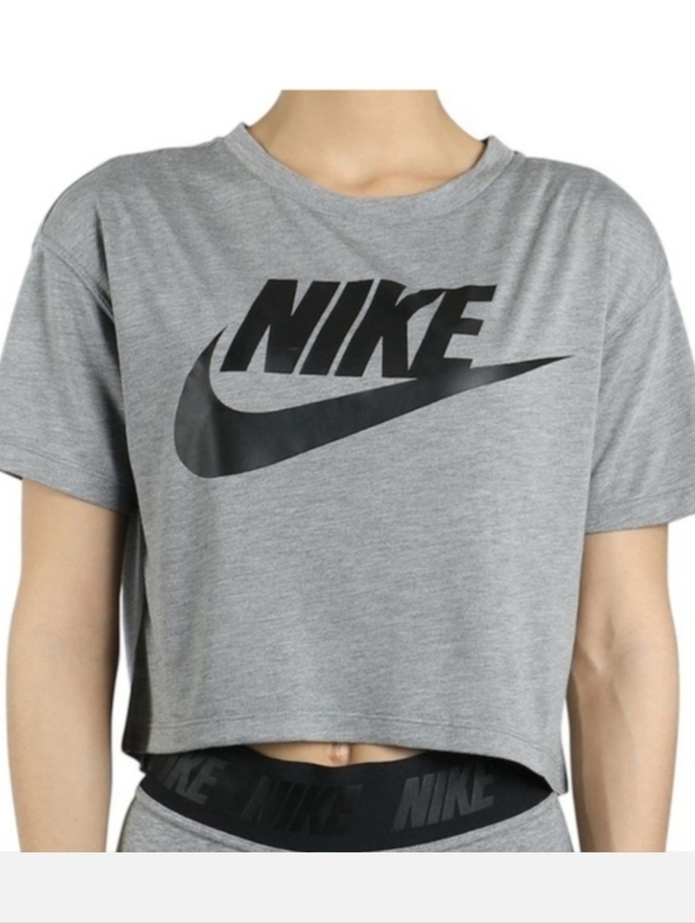 Nike Grey Crop Top with Black Logo Size Medium